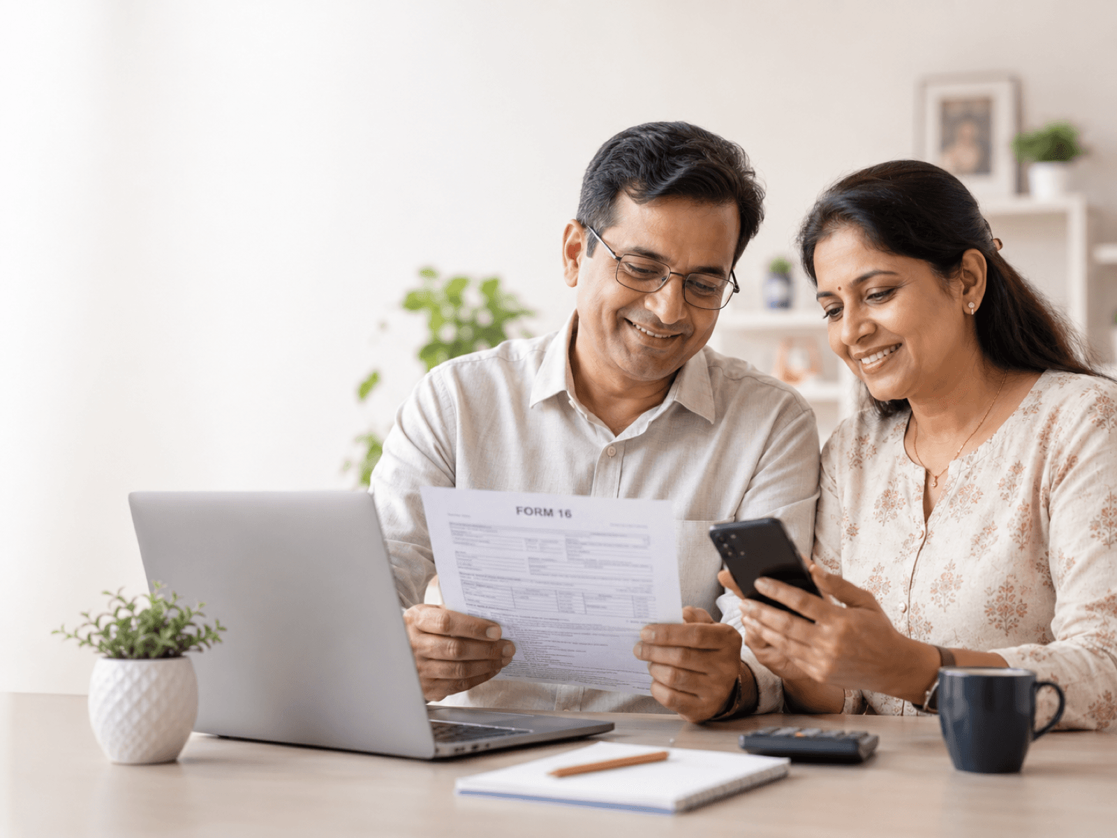 Family preparing salary ITR with Form 16
